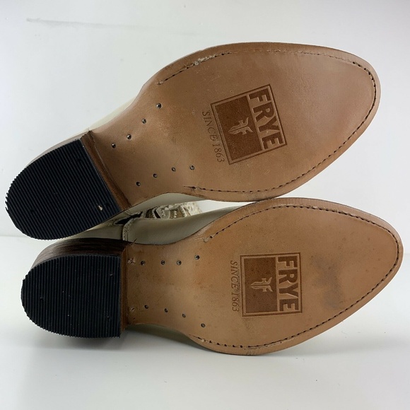 Womens Frye Boots 6 Deborah Deco Tall Studded Off White Distressed Vintage Rare - Picture 8 of 8